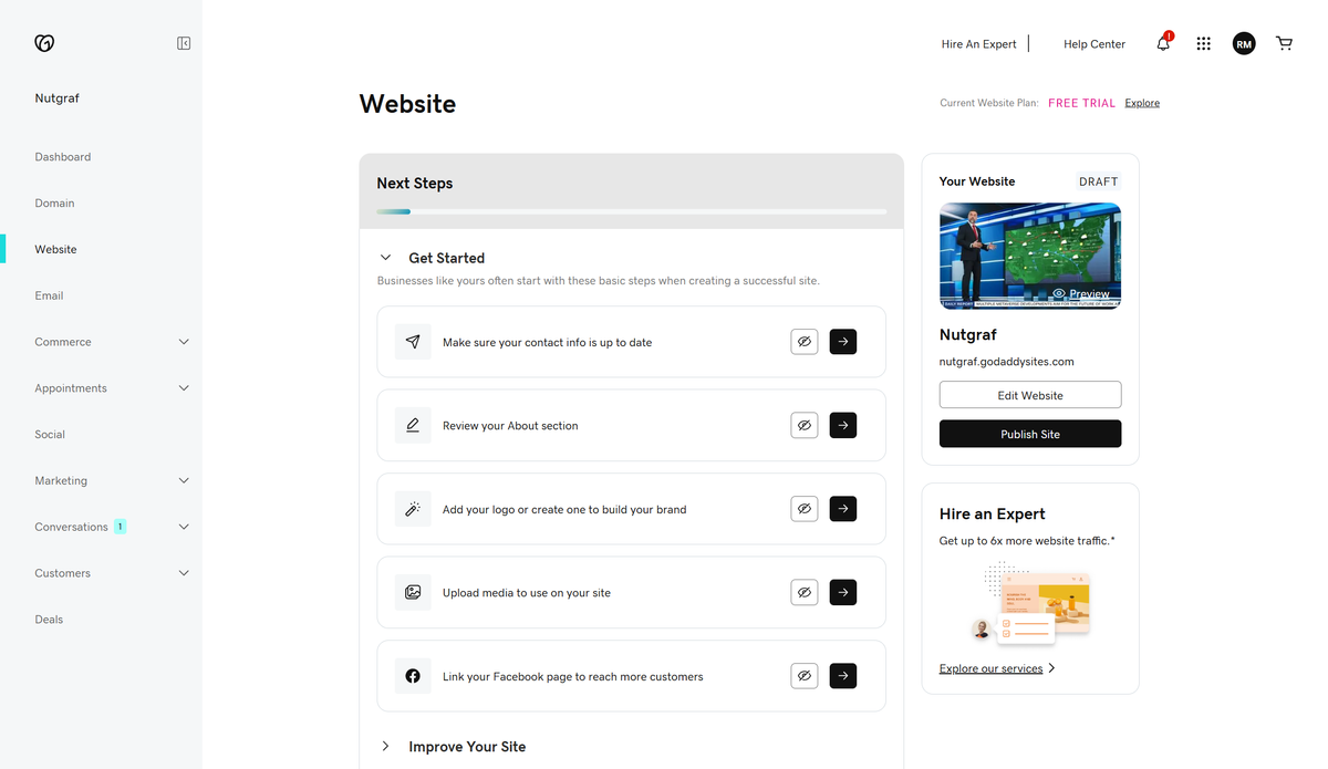 GoDaddy website checklist