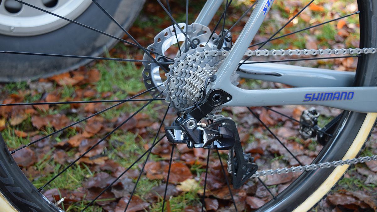 The Dura-Ace R9150 rear derailleurs hug the wheel, reducing the risk of impact in a crash or collision while racing.
