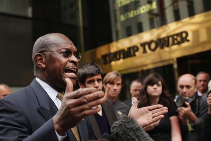 Herman Cain outside of Trump Tower.