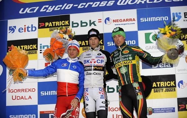 Men's podium (l-r): Francis Mourey, Niels Albert, Sven Nys