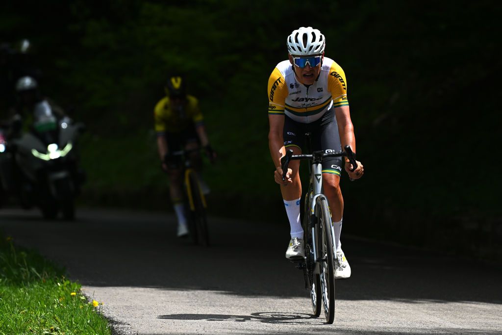 LIVIGNO MOTTOLINO ITALY MAY 19 Luke Plapp of Australia and Team Jayco AlUla competes during the 107th Giro dItalia 2024 Stage 15 a 222km stage from Manerba del Garda to Livigno Mottolino 2387m UCIWT on May 19 2024 in Livigno Mottolino Italy Photo by Dario BelingheriGetty Images