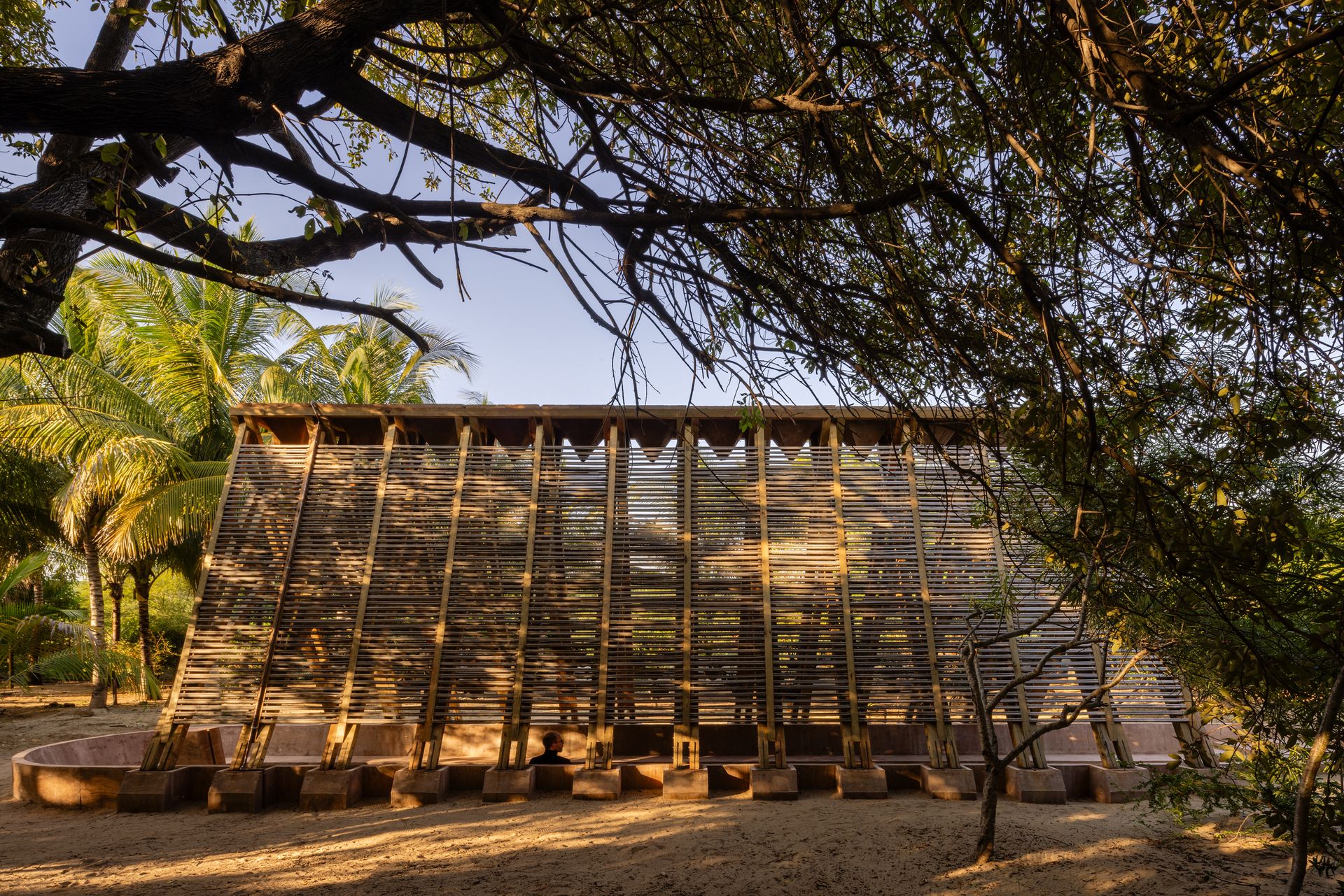 side view of timber structure of Orchid Pavilion