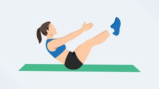 an illo of a woman doing a v sit up