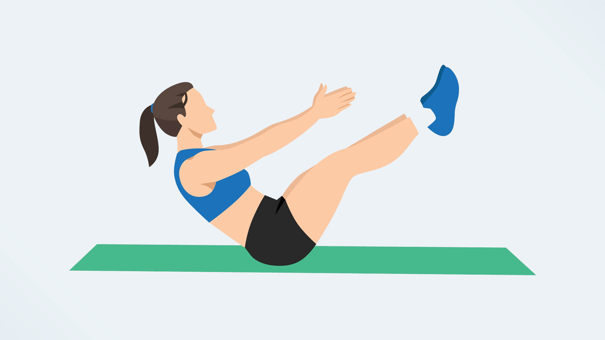 an illo of a woman doing a v sit up