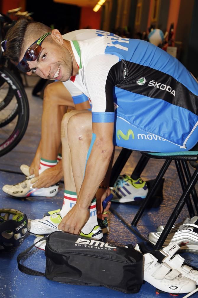 Giovanni Visconti is all smiles but the pressure is on ahead of Sunday's race