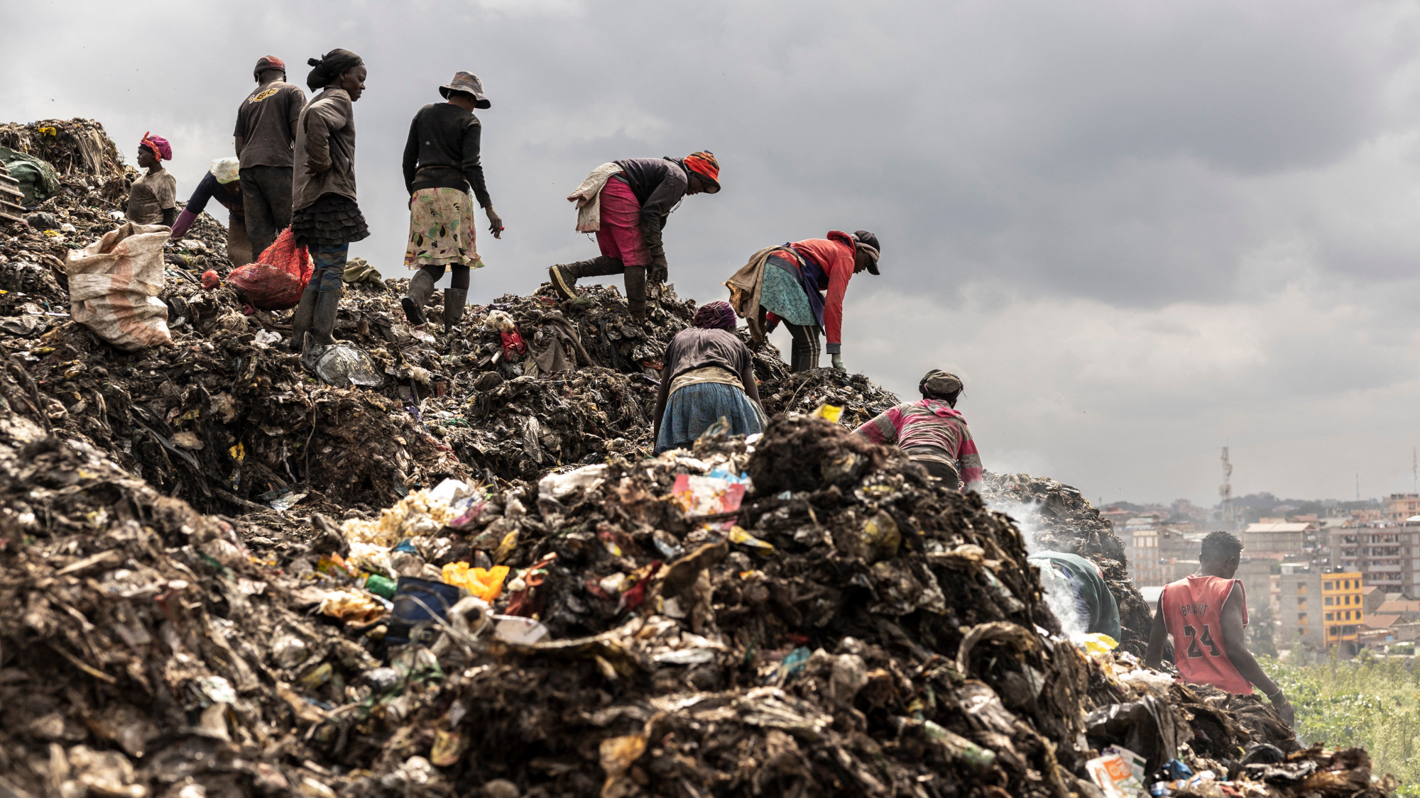 Recyclers collect garbage