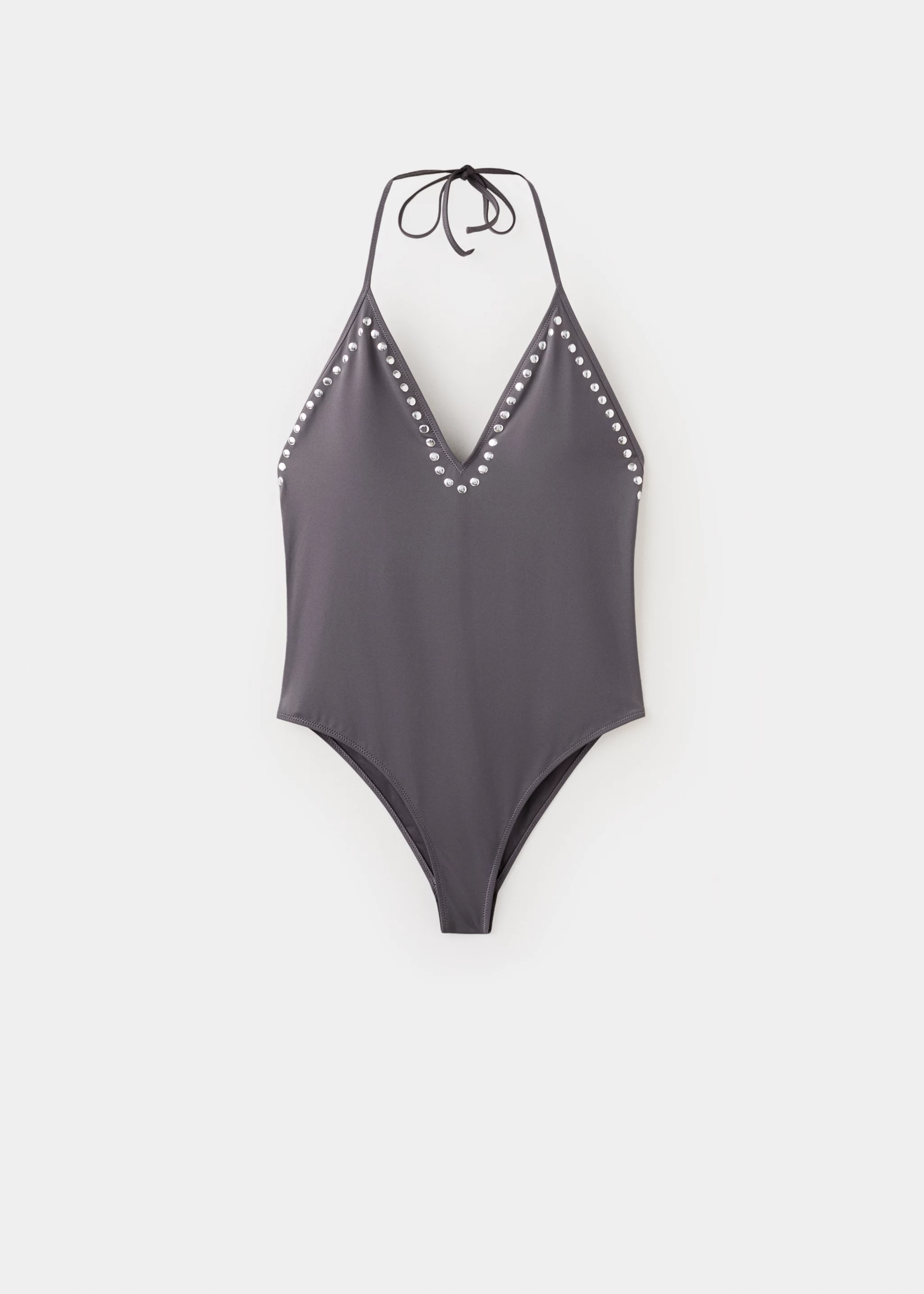 Halter Swimsuit With Studs - Women | Mango United Kingdom