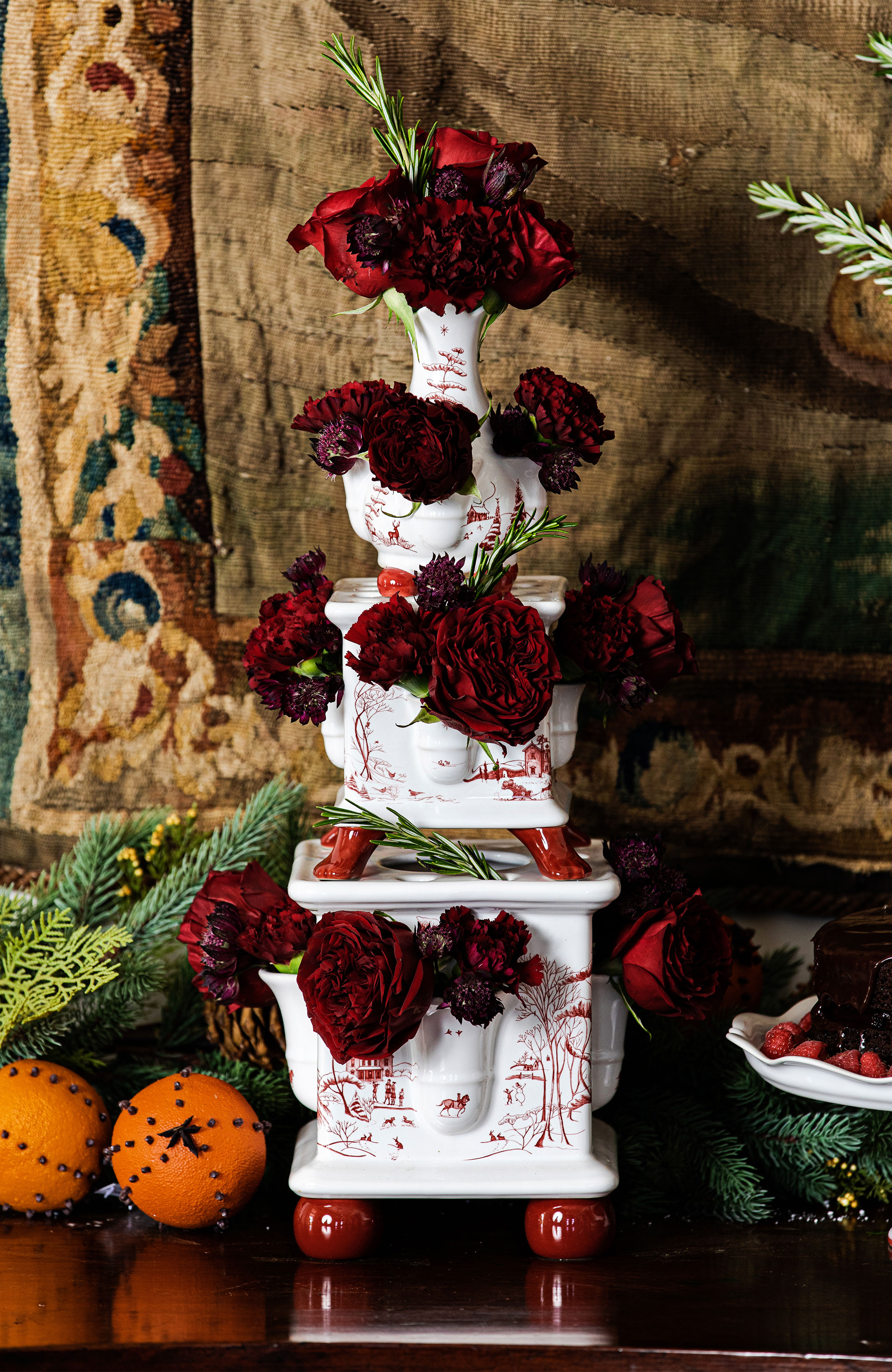 Christmas tulipiere with roses