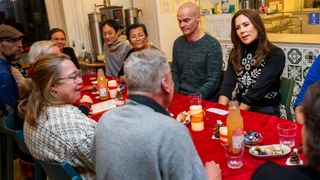 Queen Mary of Denmark attends the WeShelter Food Club Event at NABO Center Amager on December 17, 2024