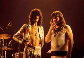 Jimmy Page and John Bonham on stage at Madison Square Garden in June ’77