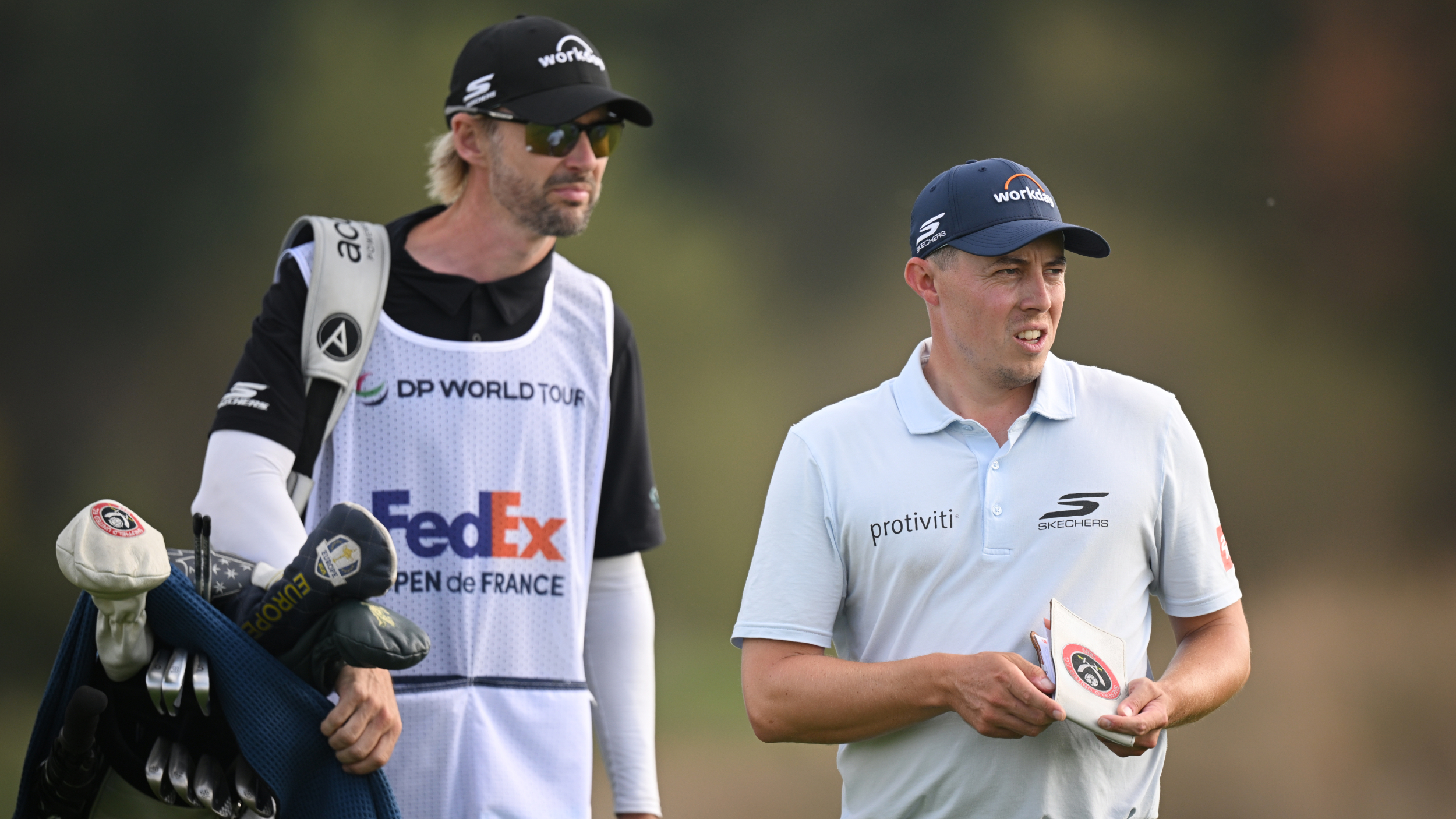 Matt Fitzpatrick and his caddie at the Open de France    