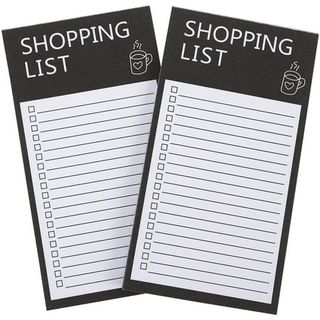 Two black outlined shopping lists with checkbox lines