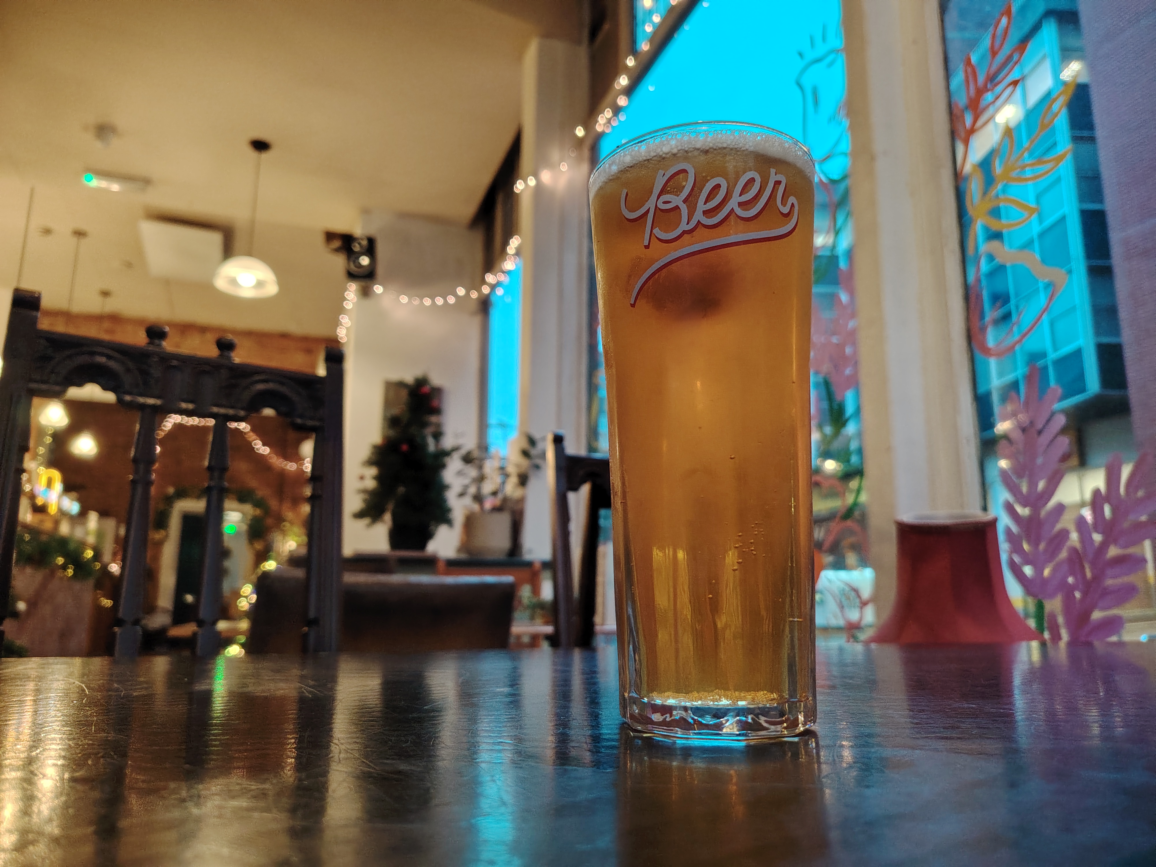 Beer on a table in a pub
