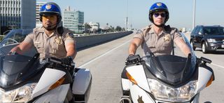 Michael Pena and Dax Shephard Ponch and John Ride Their Bikes CHIPS