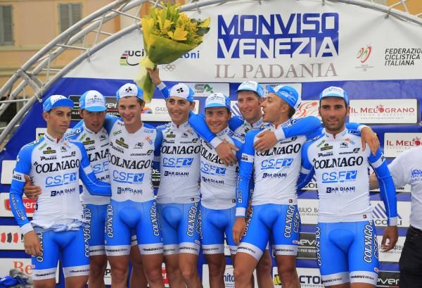 All smiles in the Colnago-CSF Inox camp after the Giro di Padania TTT.