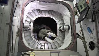 Astronaut Floats into Inflatable ISS Habitat for First Time