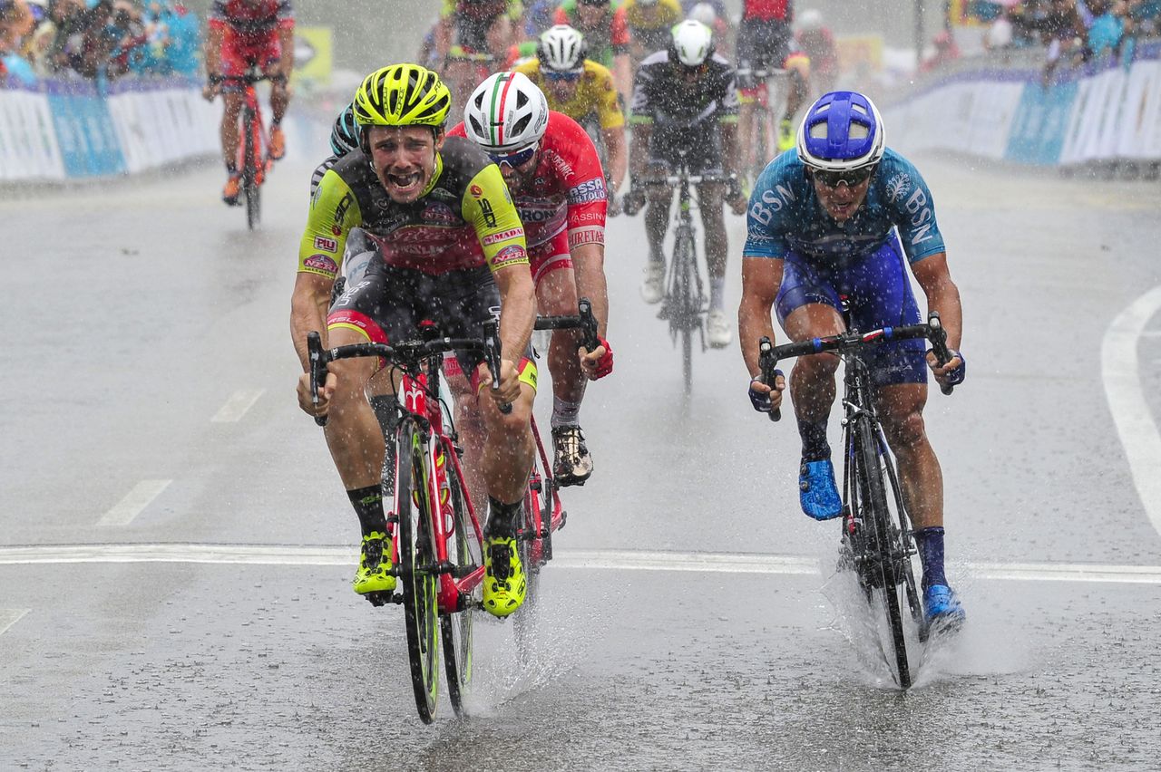 Jakub Mareczko (Wilier Triestina) wins a wet stage 7