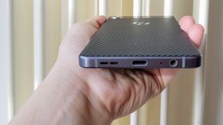 A USB-C port on the base allows you to charge the handset
