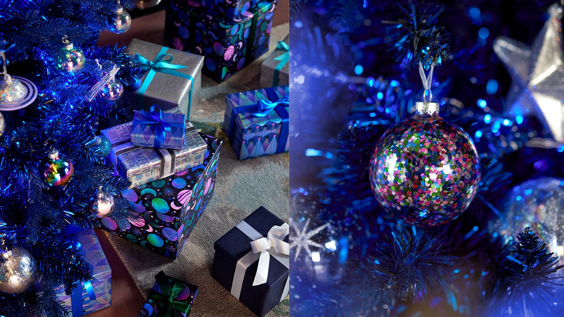 Futuristic blue Christmas tree colour trend 2023