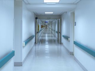 A long hallway in a hospital