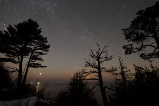 Skywatcher Shawn Malone took this photo of two "evening stars," Venus and Jupiter, in Eagle Harbor, Michigan, on March 10, 2012. Whether a planet qualifies as a "morning star" or an "evening star" can vary throughout the year. 