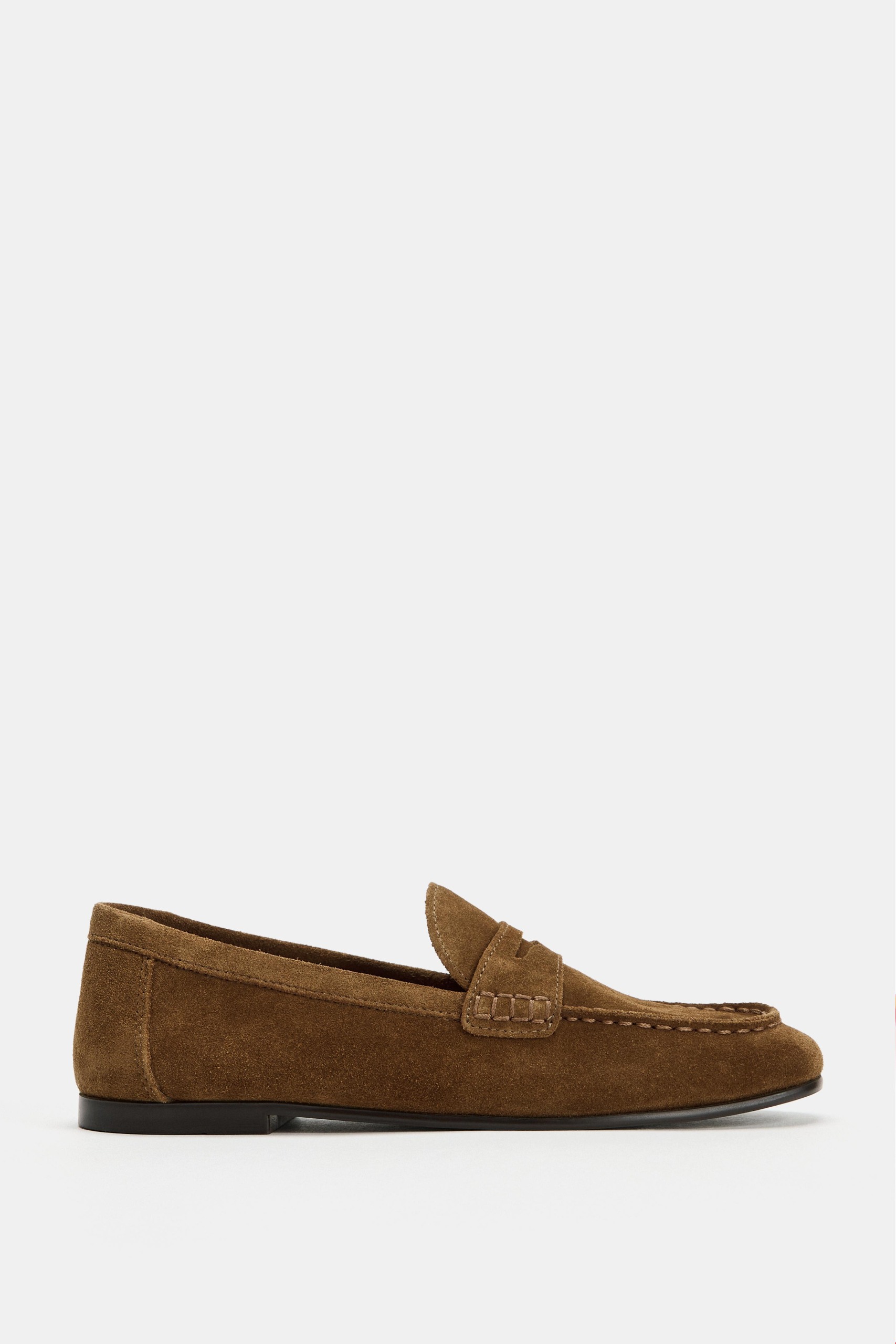 Flat Suede Loafers - Brown - 5