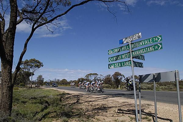 The leaders reach a busy road sign and had Manangatang within their sights.
