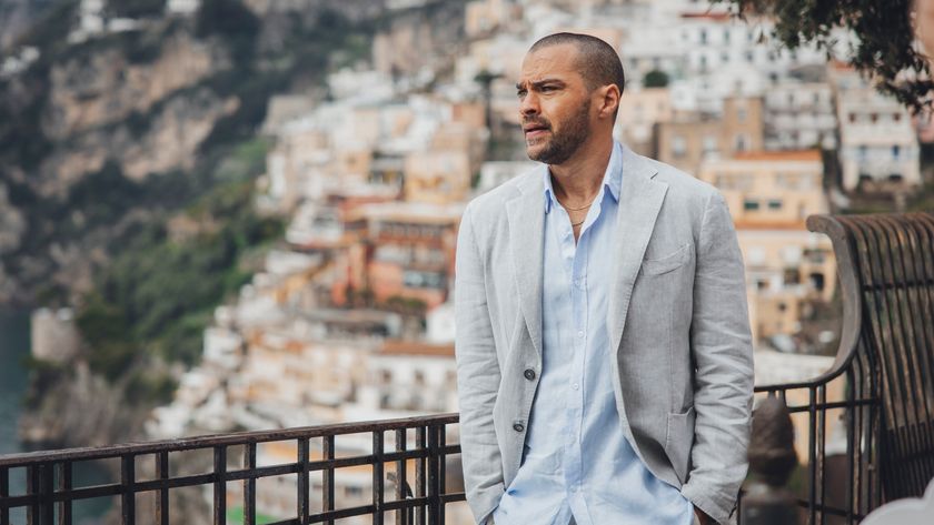 Daniel De Luca (Jesse Williams) looks out from a balcony in a scene from Amazon Prime&#039;s &quot;Hotel Costiera&quot;