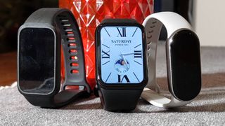 The Xiaomi Smart Band 9 Pro alongside the standard and Active versions.