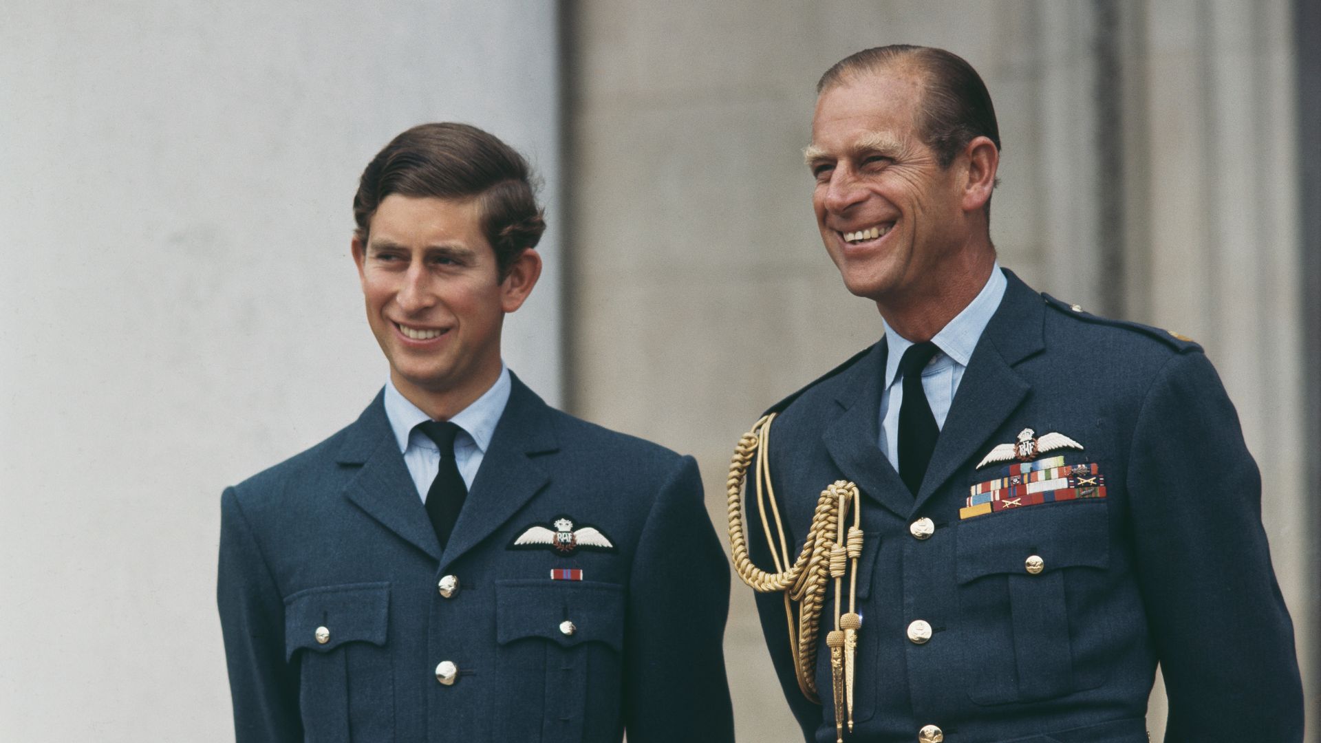 King Charles and Prince Philip at an RAF ceremony at RAF Cranwell in Lincolnshire, UK, 20th August 1971