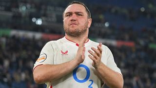 England player Jamie George during the Italy-England Rugby Six Nations tournament match at the Olympic Stadium. Rome