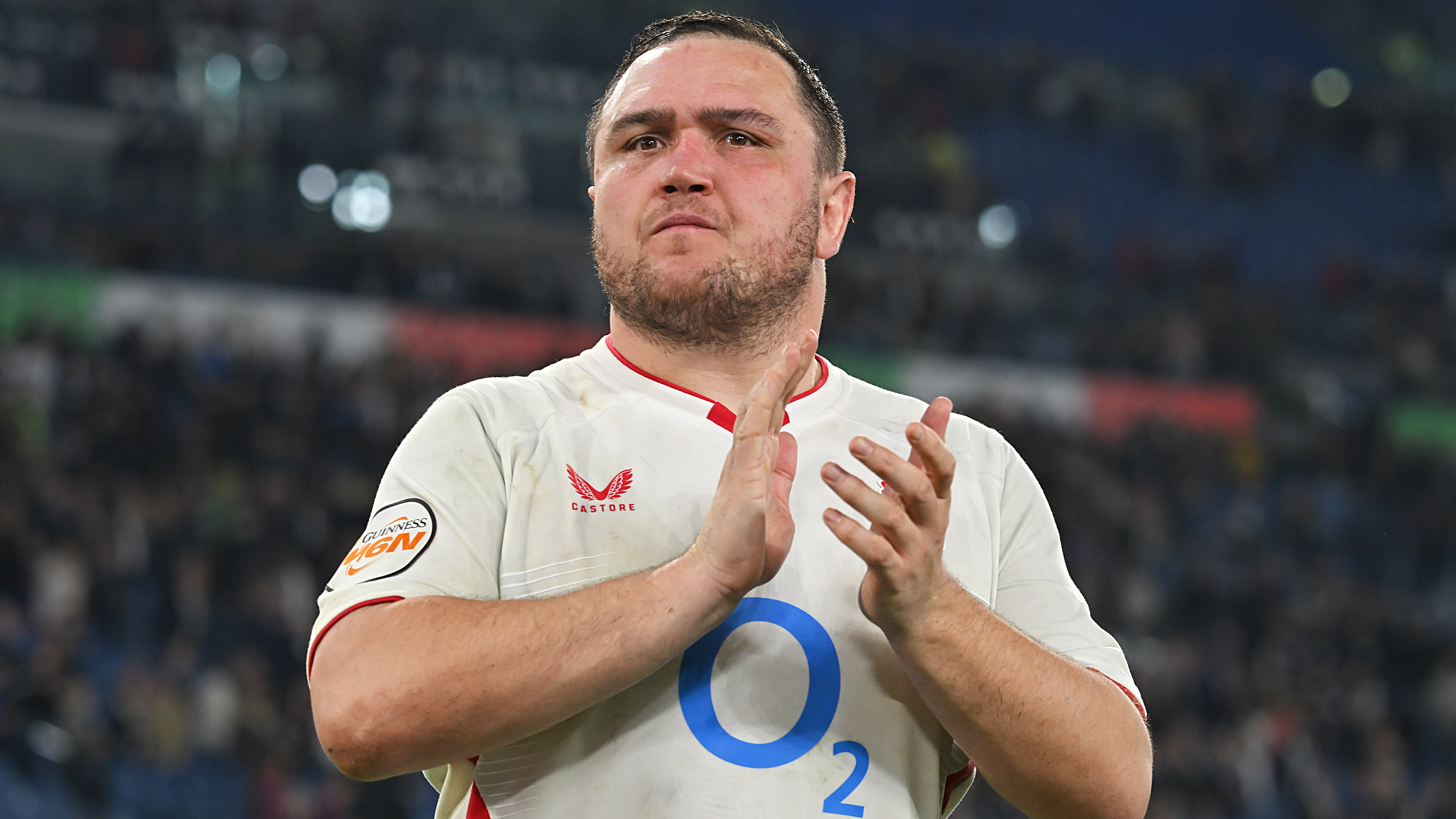England player Jamie George during the Italy-England Rugby Six Nations tournament match at the Olympic Stadium. Rome