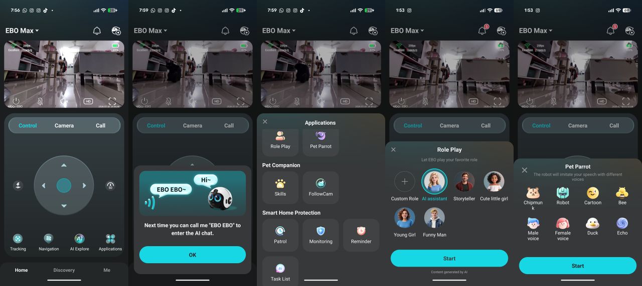 Enabot EBO Max all features in the app
