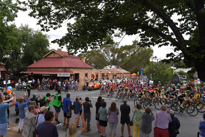 The riders start stage 1 of the 2019 Women's Tour Down Under in Hahndorf, South Australia