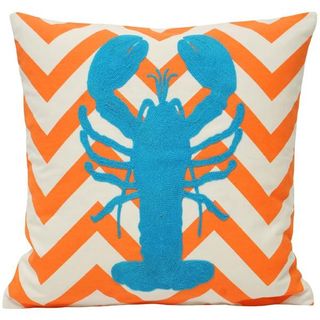 blue lobster art cushion with orange texture