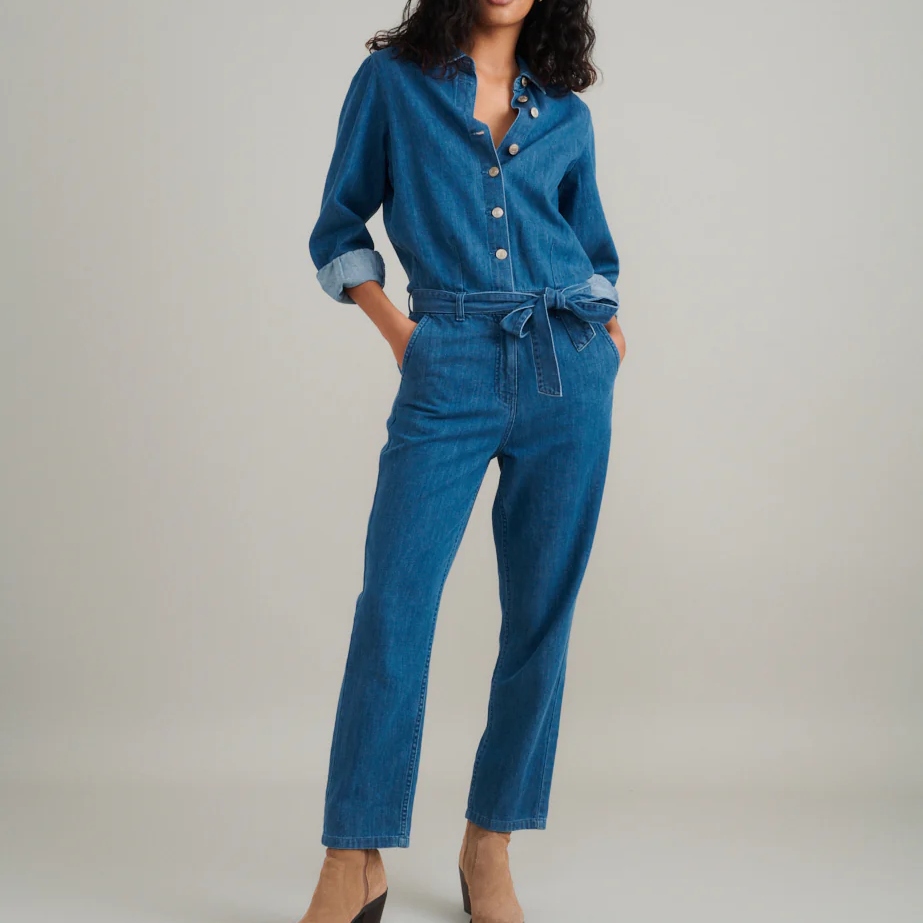 Nobody's Child, Mid Wash Denim Relaxed Jumpsuit