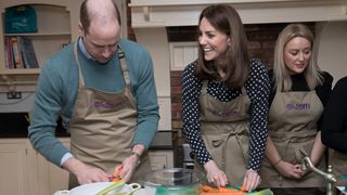 Prince William and Kate Middleton prepare soup as they visit Savannah House, a residential facility run by charity Extern, in County Meath, north of Dublin on March 4, 2020