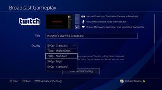 PlayStation streaming quality settings