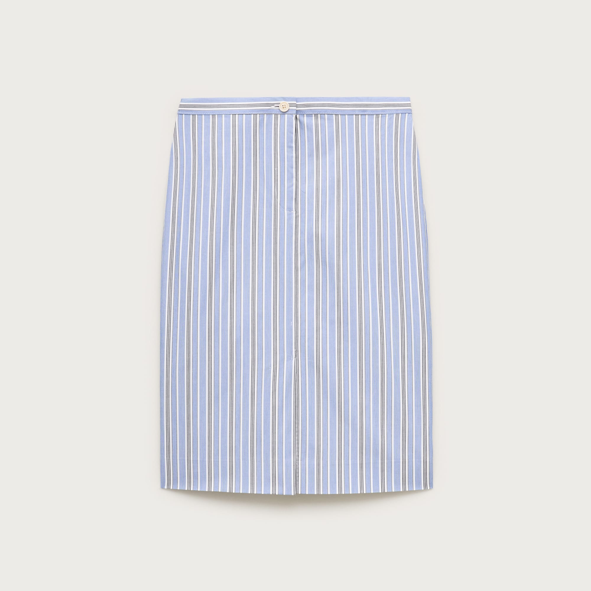Pencil Midi Skirt in Striped Cotton Poplin