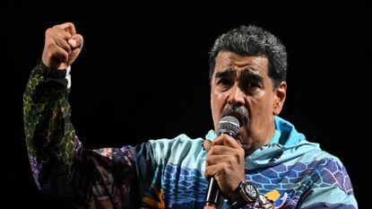 Venezuelan President and presidential candidate Nicolas Maduro speaks to supporters during a rally in Caracas on July 4, 2024