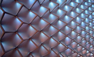Steel frame in geometric pattern with LED lights