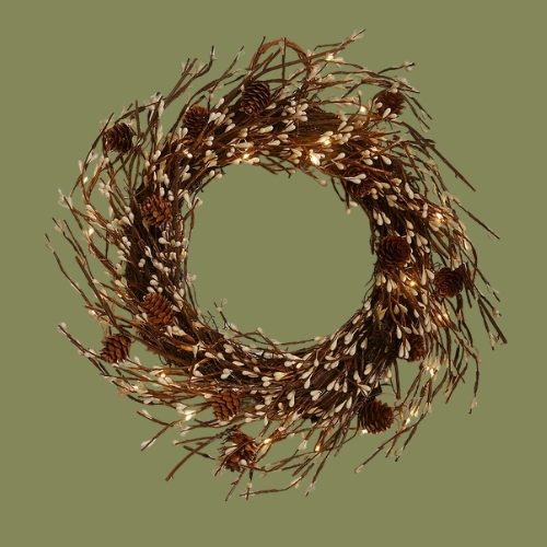 The White Company UK, Autumn Pre Lit Pinecone Wreath