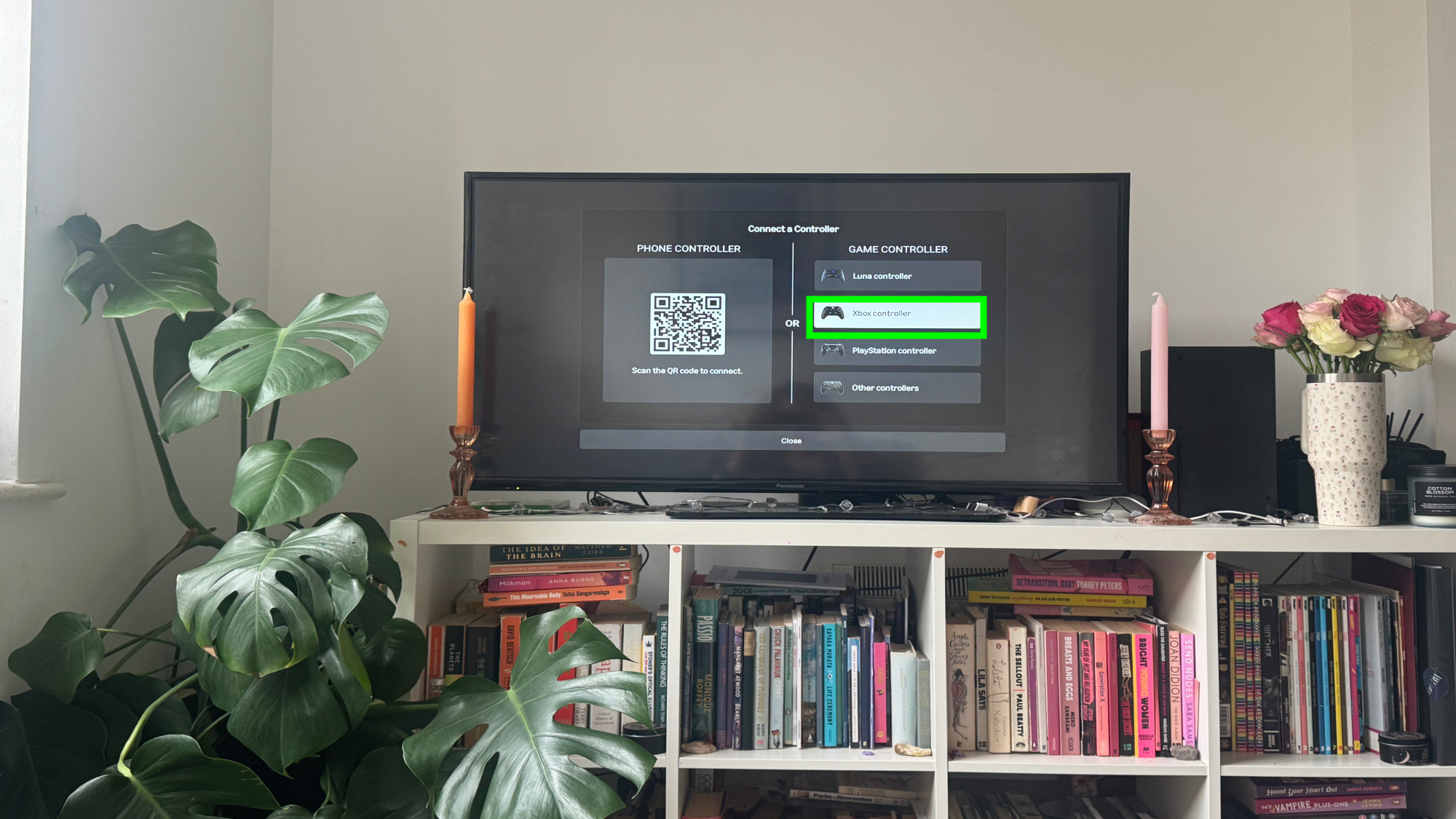 Xbox controller connected to Luna on Fire TV Stick