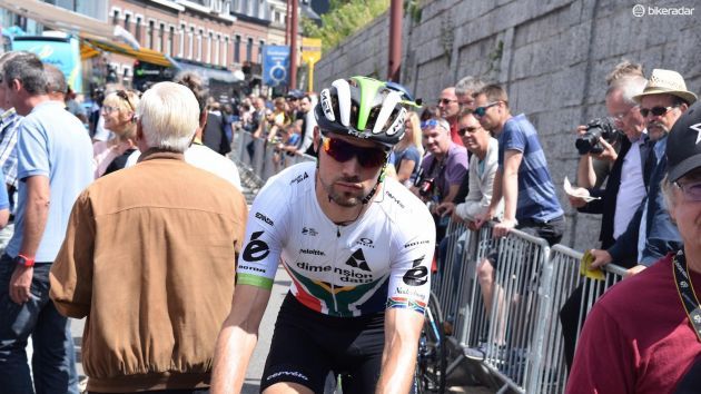 South African road race champion Reinardt Janse van Rensburg (Team Dimension Data) heads to the startline of stage 3