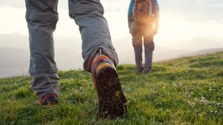Image of person wearing walking boots whilst walking in countryside