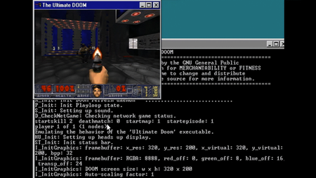 The Ultimate DOOM running under Windows NT PowerPC port for Nintendo GameCube.