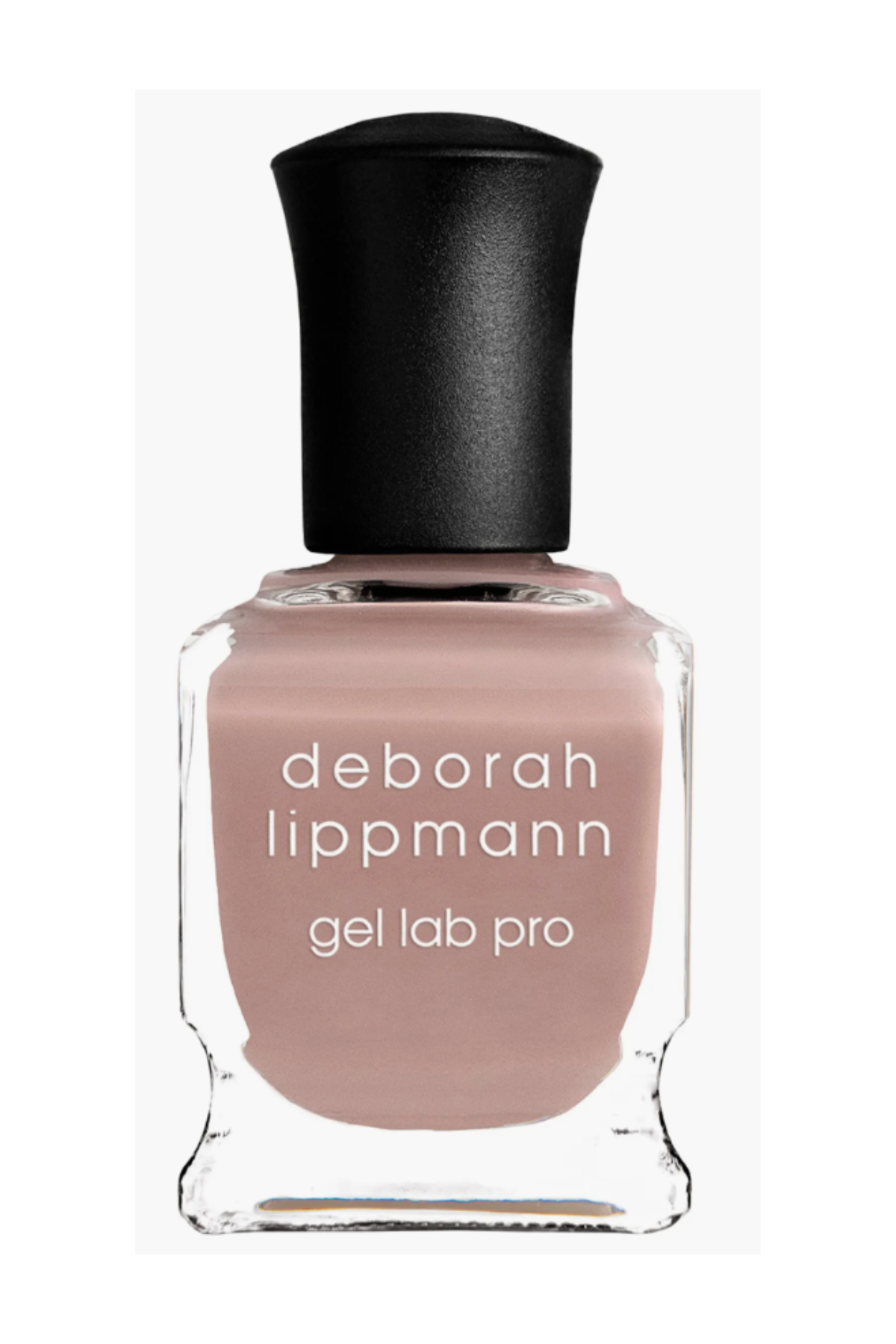 nude nail polish bottle with a black cap