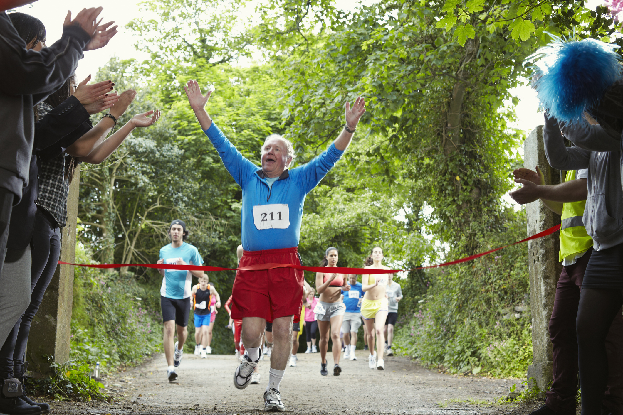 Man winning a race