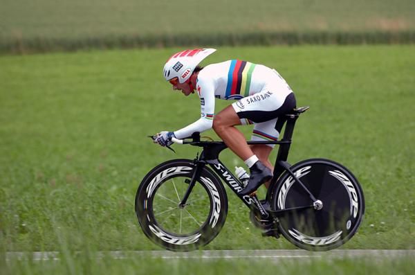 Time trial world champion Fabian Cancellara (Saxo Bank) finished second in the time trial finale, 17 seconds behind Tony Martin.
