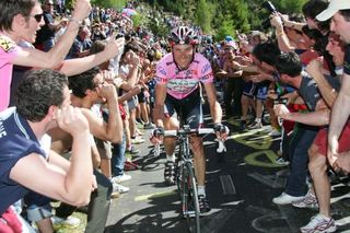 Ivan Basso was first over Passo del Mortirolo in the maglia rosa on his way to winning the 2006 Giro d'Italia.